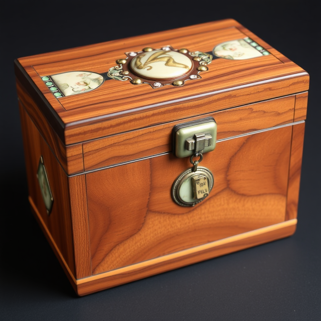 Decorative wood box with stone inlay