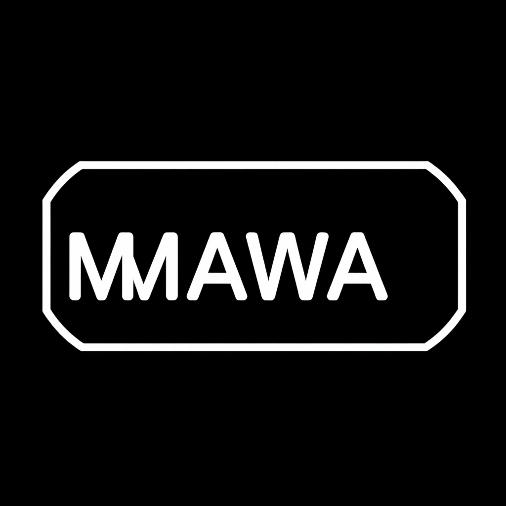 AI Compute Inspired Solid White Text That Says "MAWA" On Solid Black Background