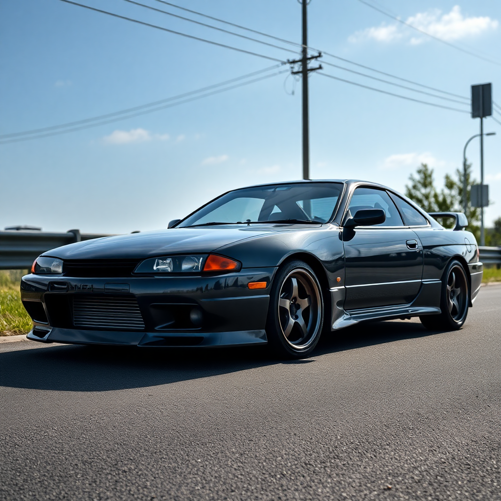 Nissan Silvia S14 the car is parked on the side of the road, inspired by Taiyō Matsumoto, Tumblr, restomod, ND4, C4