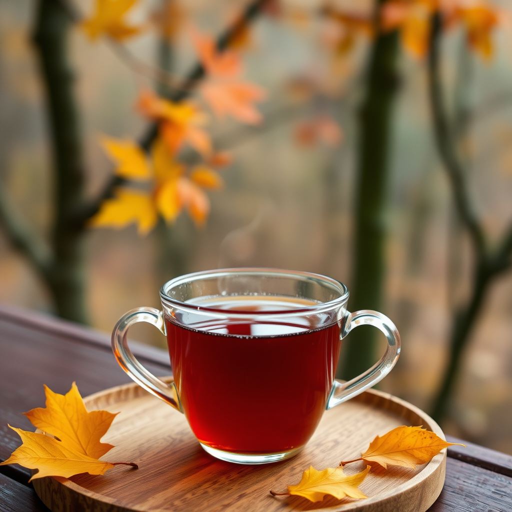 Drinking black tea in autumn