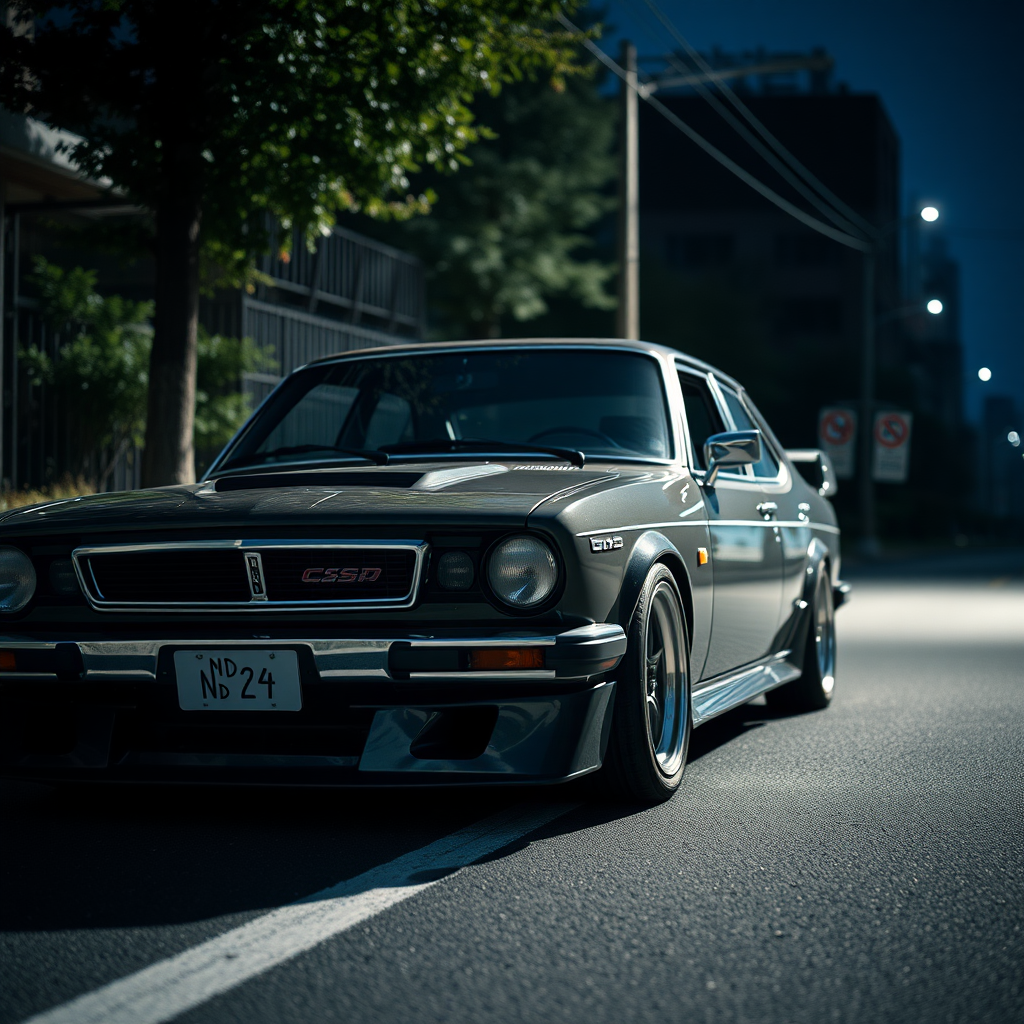 the car is parked on the side of the road, inspired by Taiyō Matsumoto, tumblr, restomod, nd4, c4