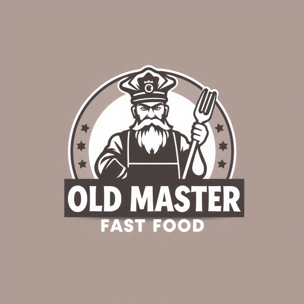 Design a logo for the old master fast food restaurant.