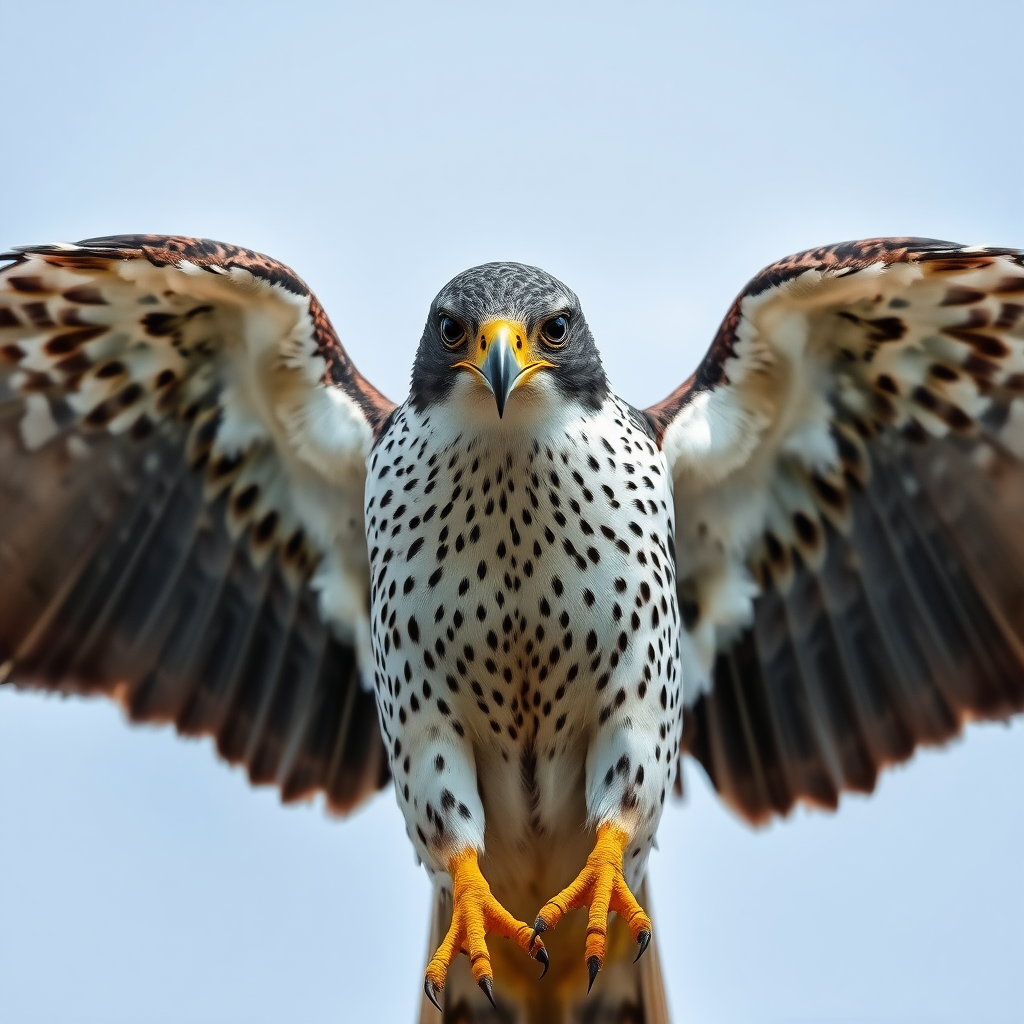 gerfalcon with wings wide open facing the camera 8K perfect quality realistic