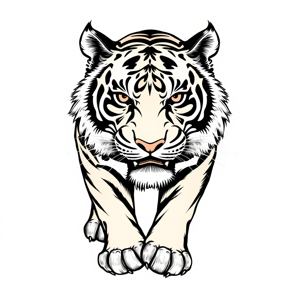 a tiger drawn in the style of a thai calligraphy