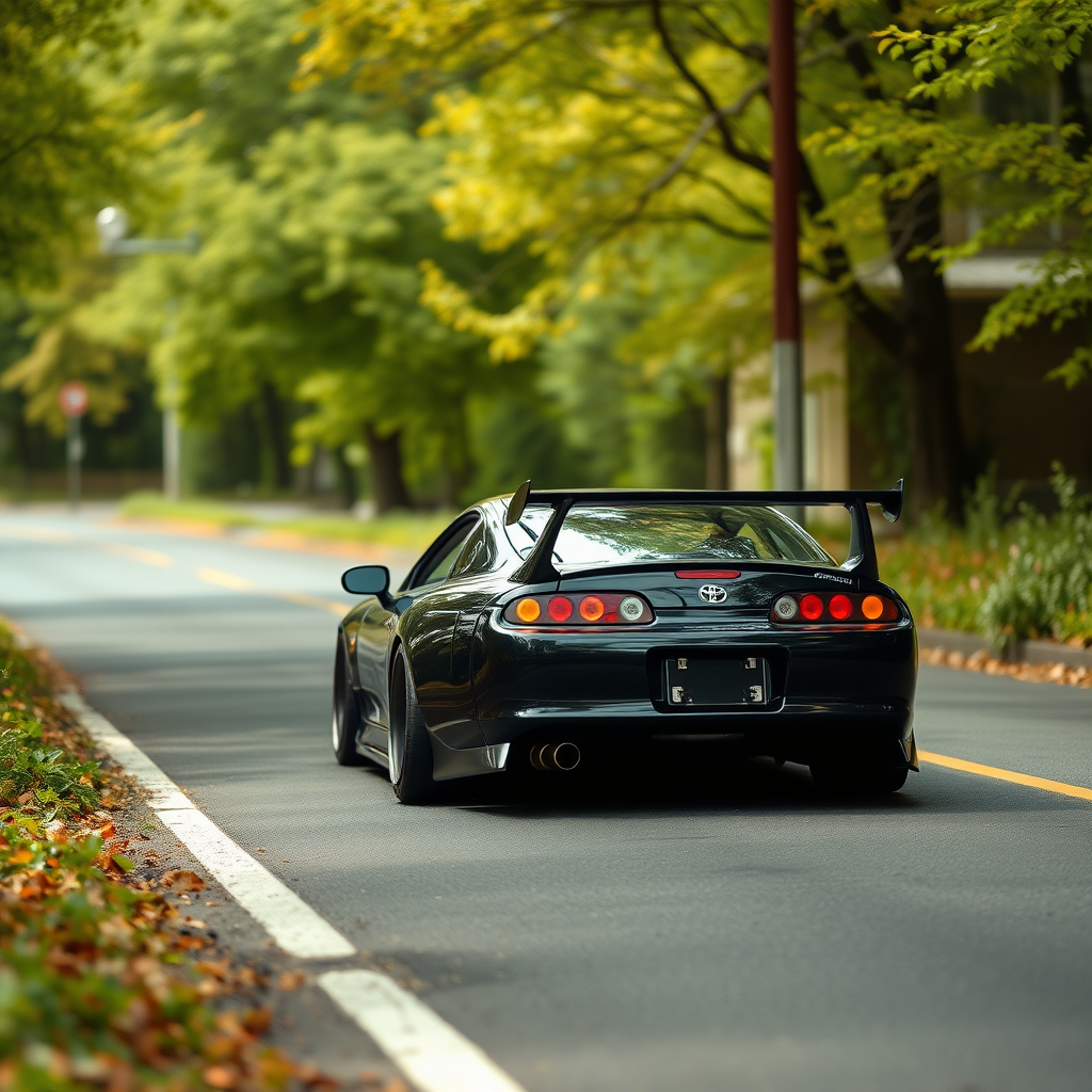 toyota supra the car is parked on the side of the road, inspired by Taiyō Matsumoto, tumblr, restomod, nd4, c4