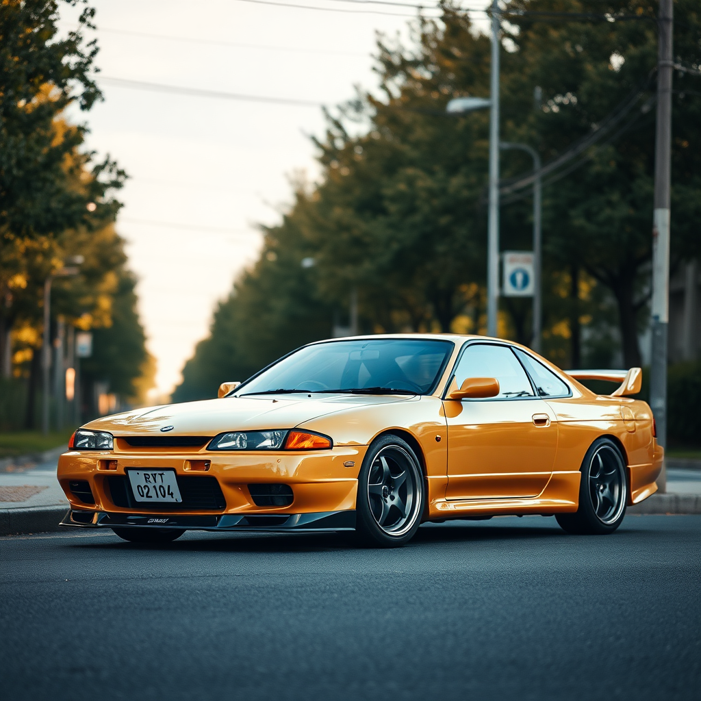 Nissan Silvia S14 the car is parked on the side of the road, inspired by Taiyō Matsumoto, tumblr, restomod, nd4, c4