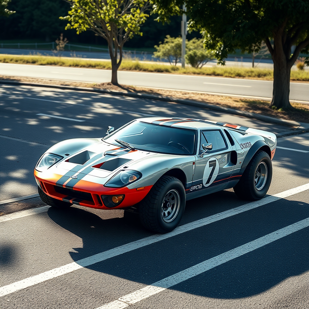 concept ford gt90 the 4x4 car is parked on the side of the road, inspired by Taiyō Matsumoto, tumblr, restomod, nd4, c4