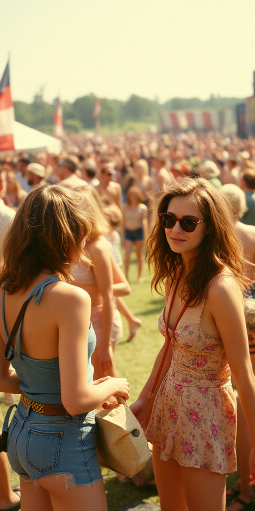 Vintage photo, 1980s. Hot summer. Woodstock.