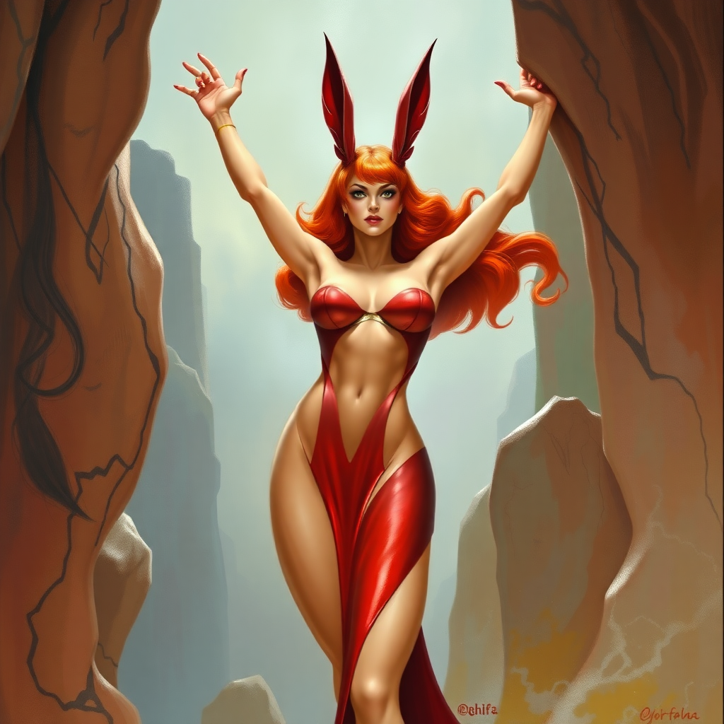 Imagine: if Frank Frazetta had originally painted Jessica Rabbit for adult comics - her arms up