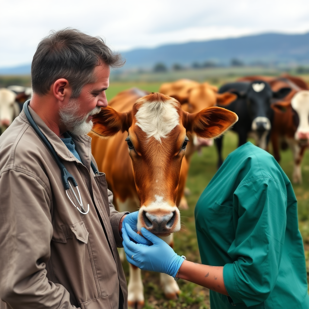 human, veterinarian, farm, cattle