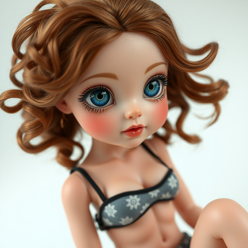 ooak art doll falling in love, flirting, artist doll, realistic doll, life-like porcelain doll, cool preteen girl, unique personality, stunning eyes, bisque doll, swimsuit, dynamic pose