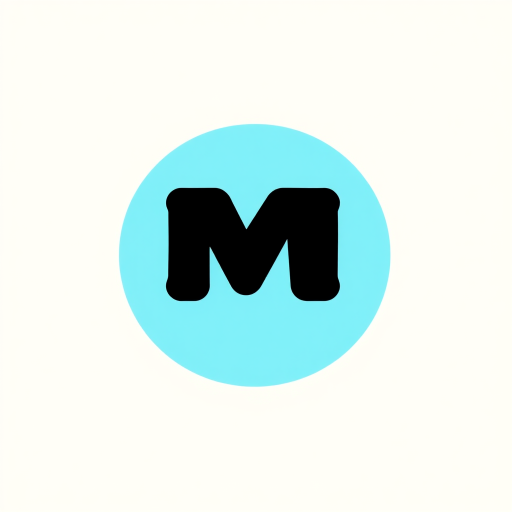 Make a simple logo for a repository of places and activities to do in Montevideo, Uruguay. Make sure to include an M. Keep the background a plain color. Don't include the word Montevideo. Add stuff to make it look like a map of places. Make the accent color light blue. Make it so it works better when really small. Make it bold and rounded.