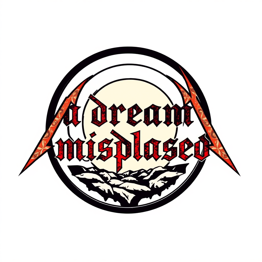 Metal band logo saying "a dream misplaced"