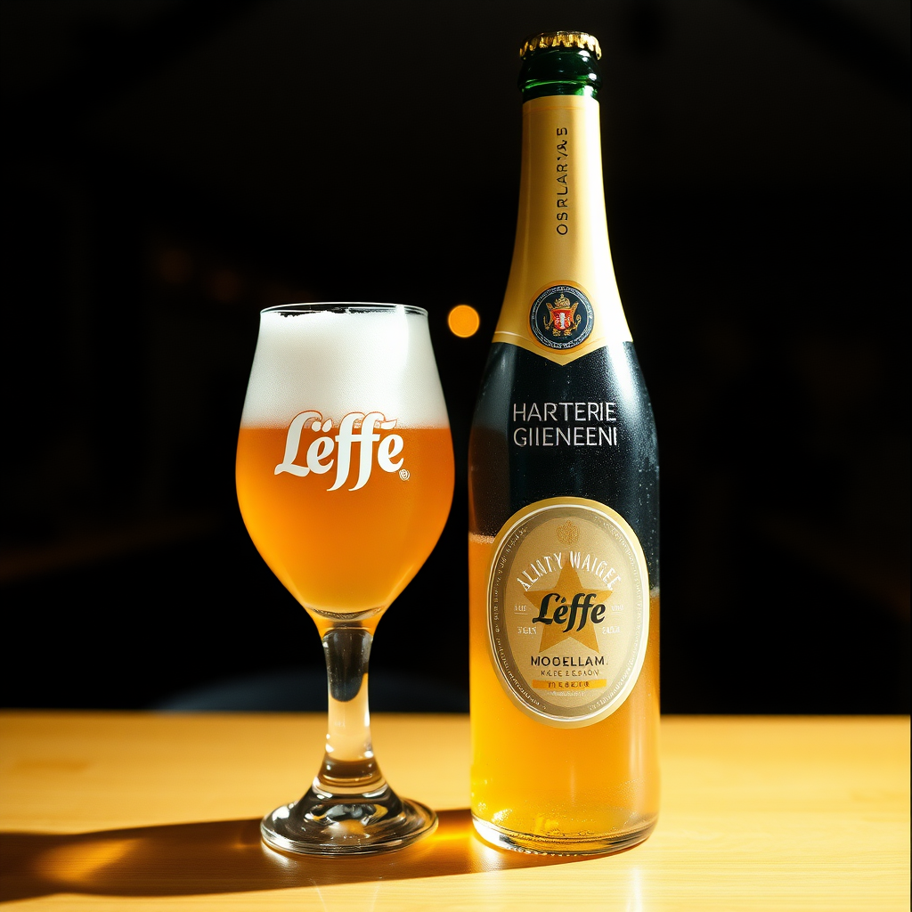 a blonde with a leffe blonde