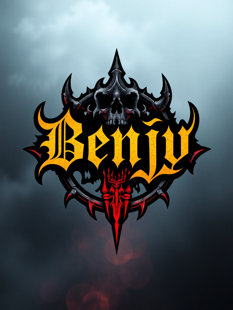 a death metal logo that says "Benjy"