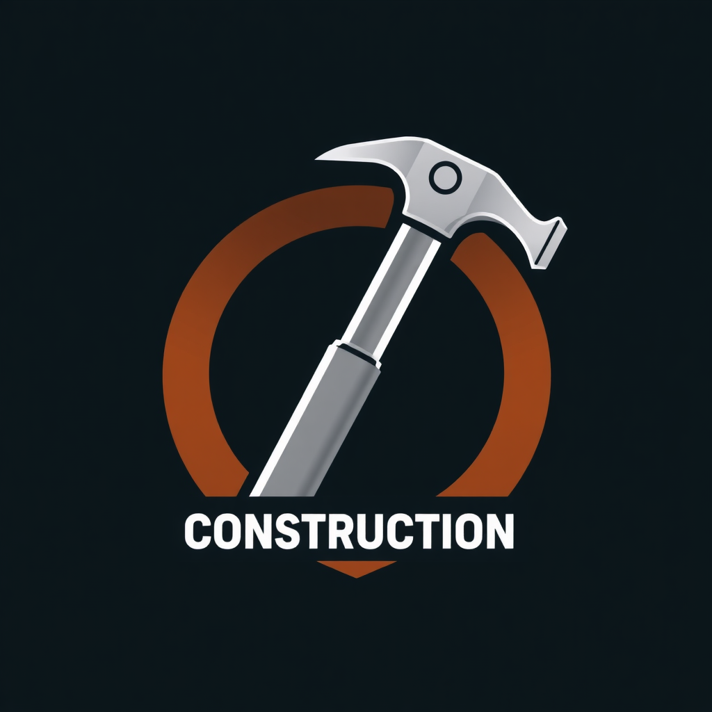 a logo. it should be construction related. featuring a large silver hammer.