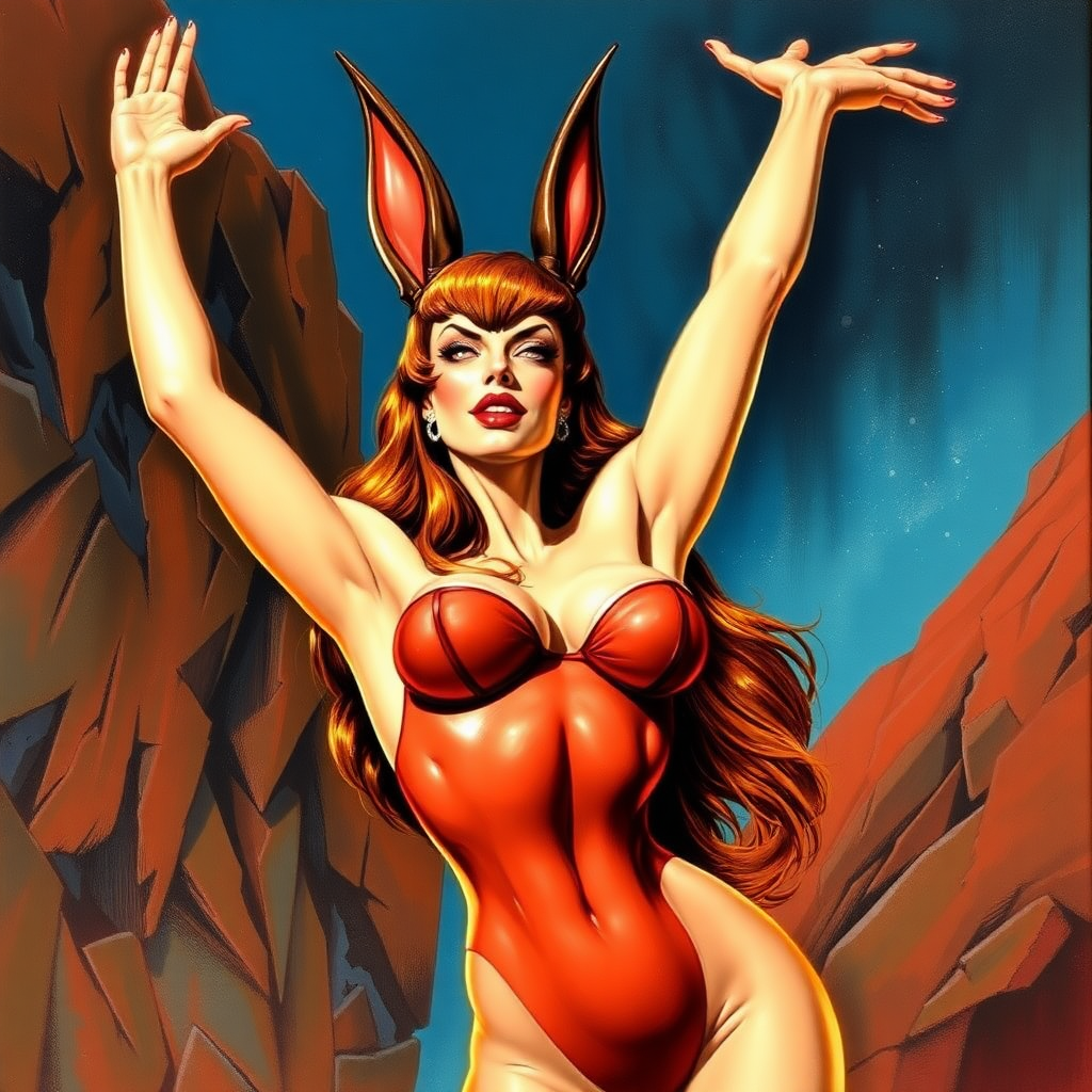 Imagine: if Frank Frazetta had originally painted Jessica Rabbit for adult comics - her arms up