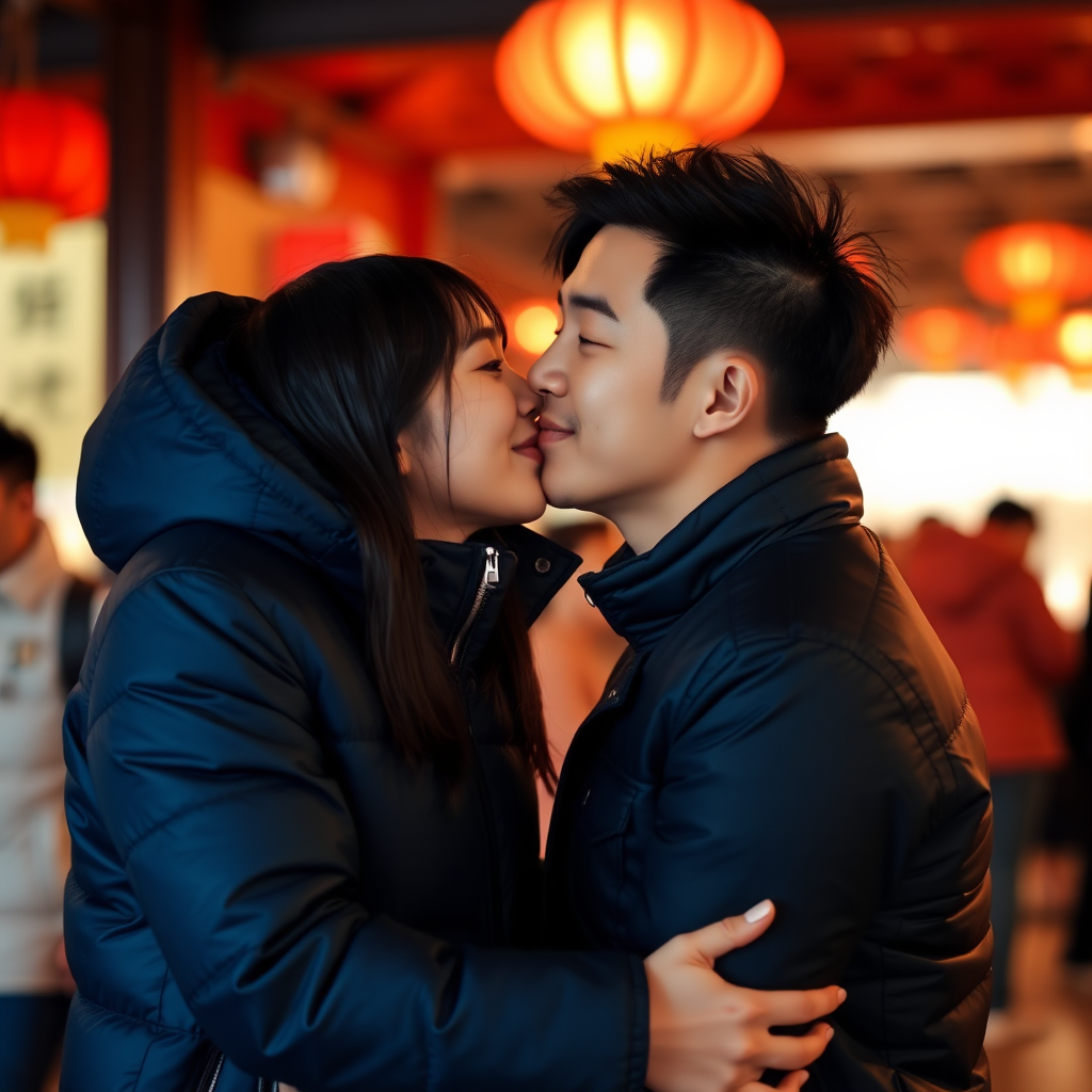 Wang Ziwen and Liu Tao kiss.