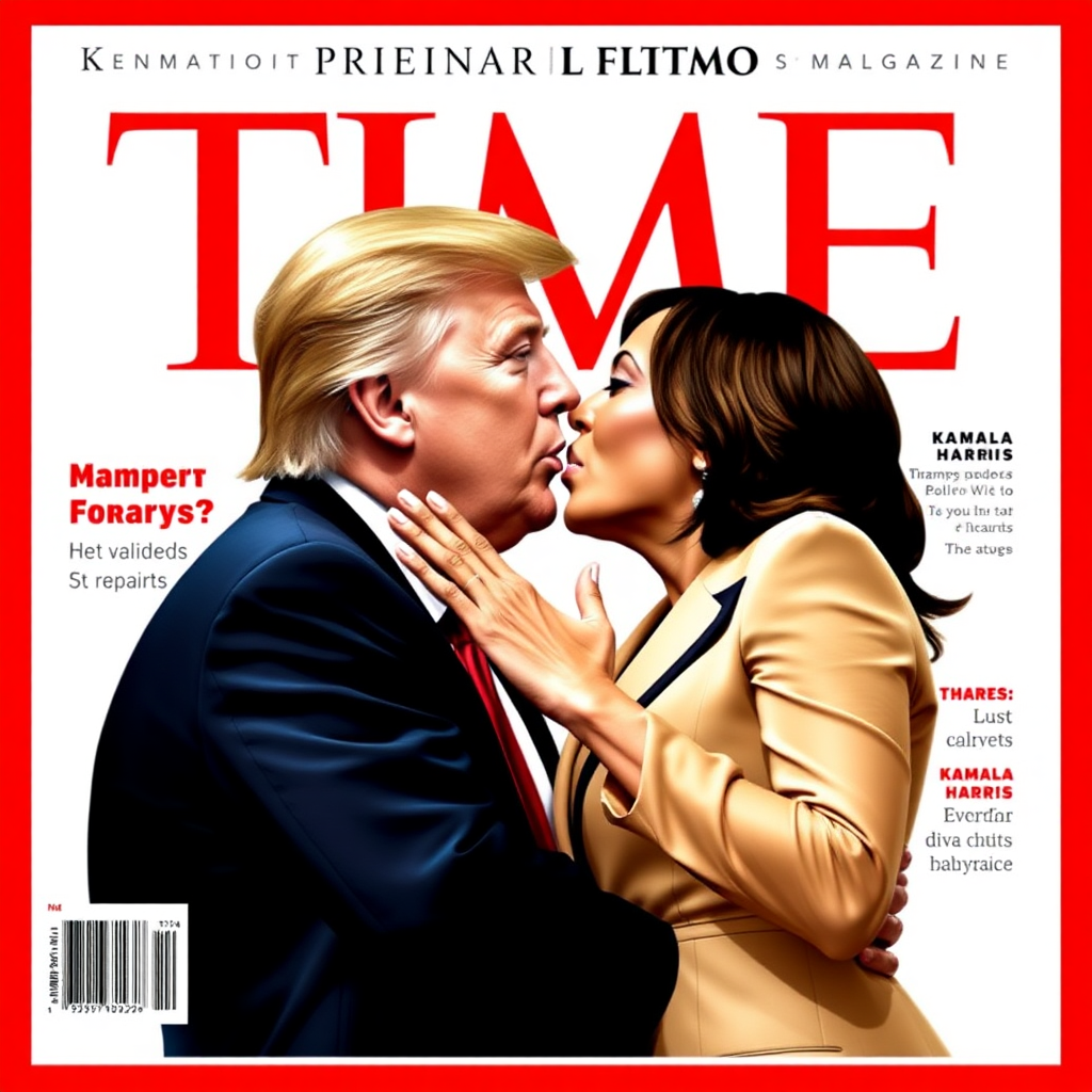 Imagine: if Time Magazine had a cover of Trump and Kamala Harris with Harris leading a passionate kiss between them.