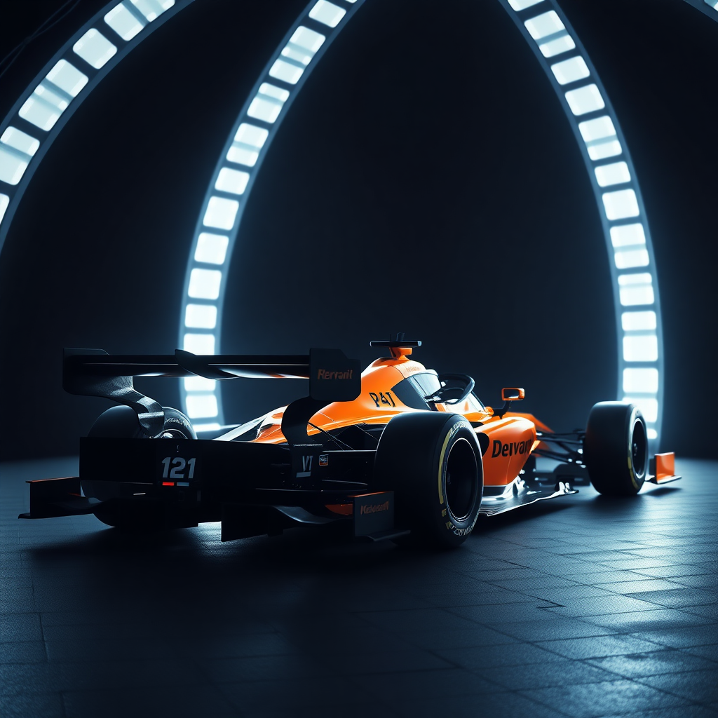 f1 car mclaren photoshoot in dark