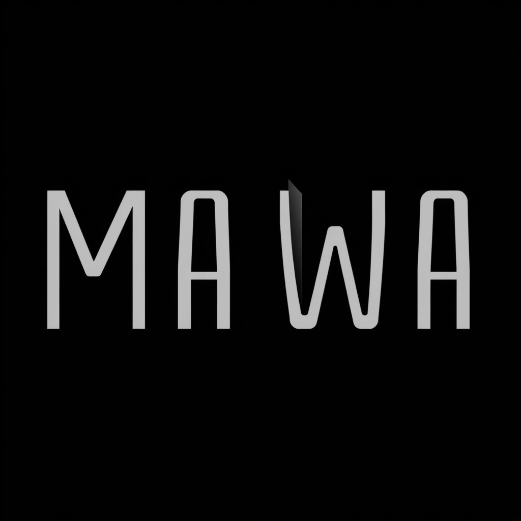 AI Compute Inspired Solid White Text That Says "MAWA" On Solid Black Background