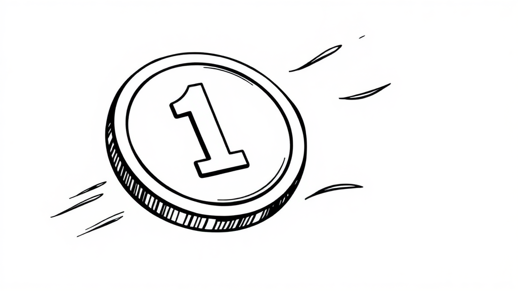 A token moving fast to the right with the engraving "1 scan"  
In the style of a comic icon in black ink only on a white background