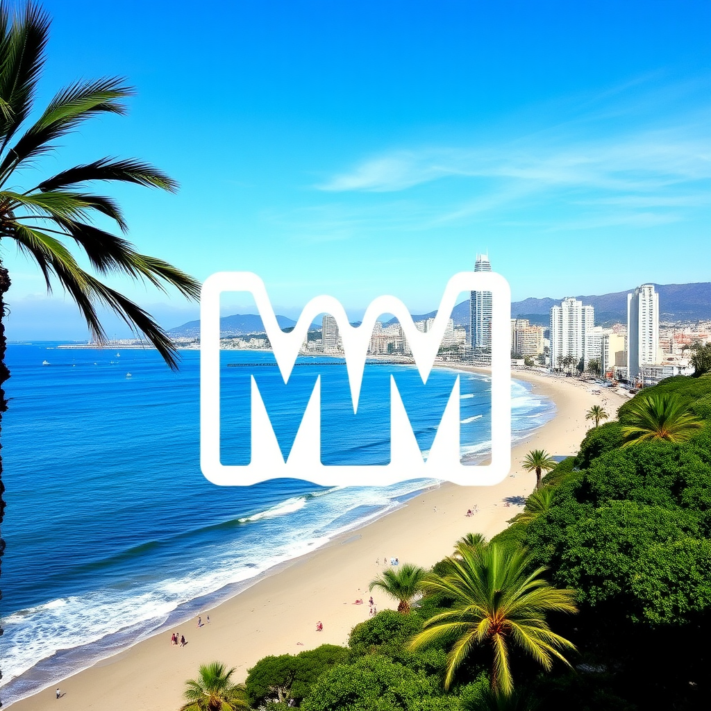 Make a simple logo for a repository of places and activities to do in Montevideo, Uruguay. Make sure to include an M.