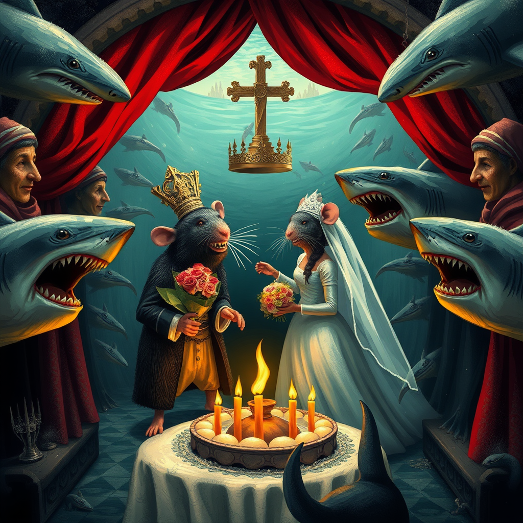 A rat wedding being attacked by sharks, Catholic