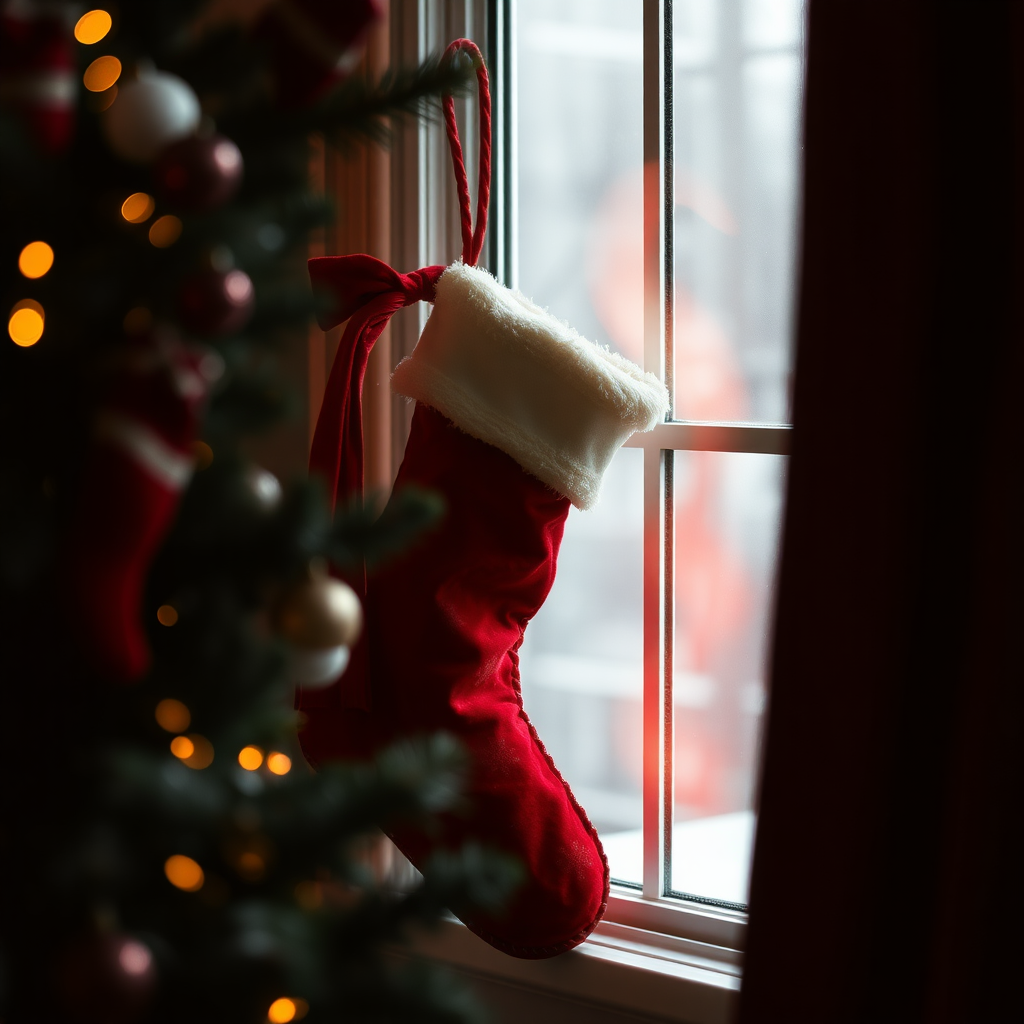 a glimpse of stocking - not a christmas one