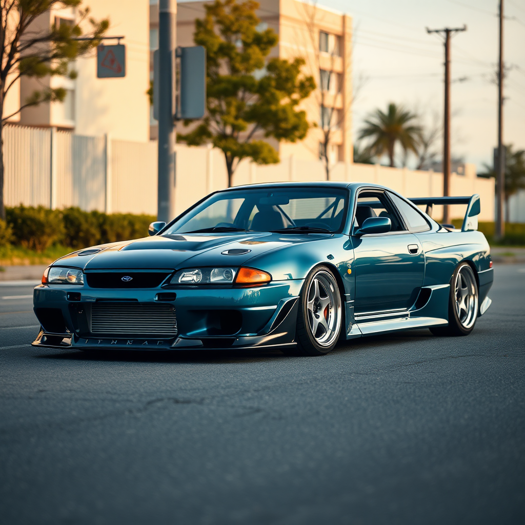 concept nissan silvia s14 the car is parked on the side of the road, inspired by Taiyō Matsumoto, tumblr, restomod, nd4, c4