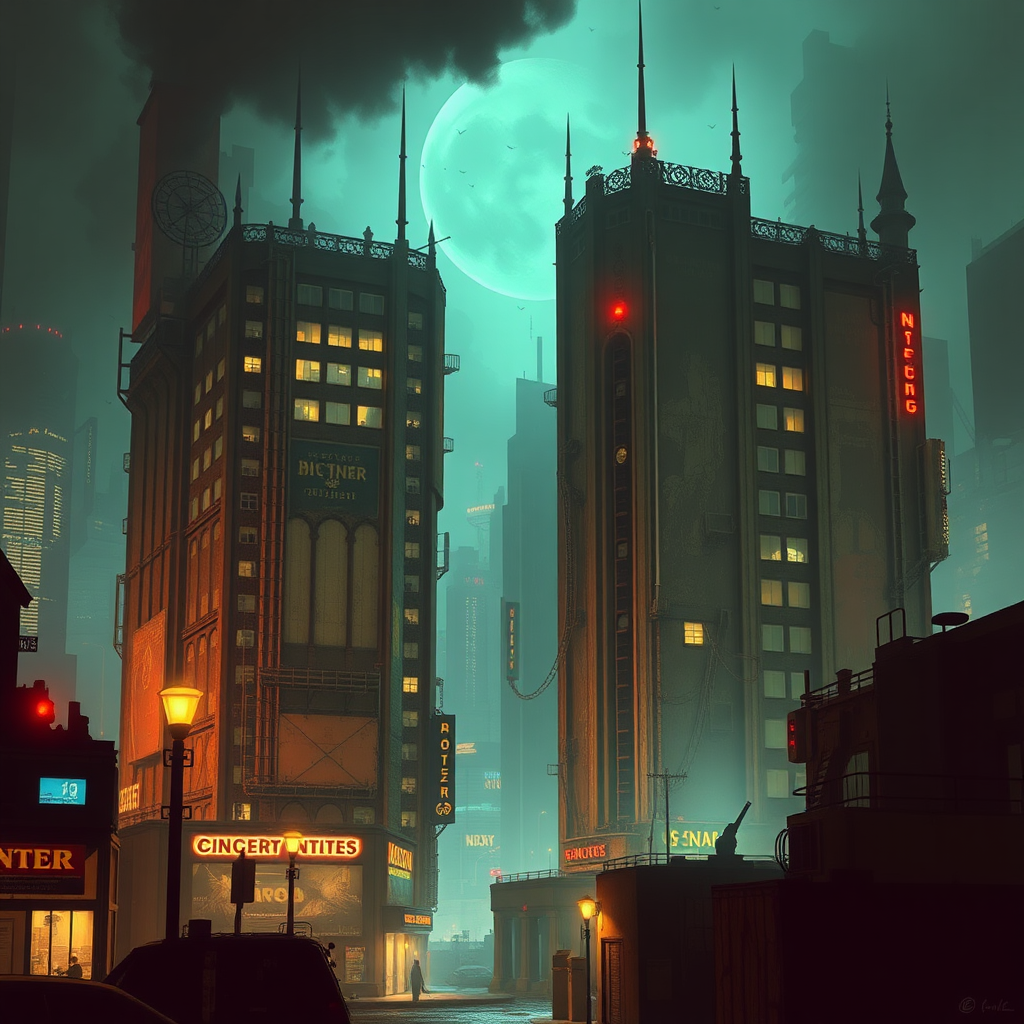 Brutalism Bioshock style city