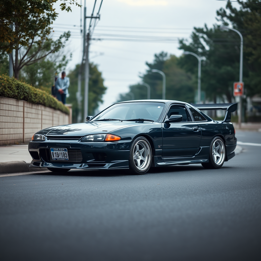 nissan silvia s14 the car is parked on the side of the road, inspired by Taiyō Matsumoto, tumblr, restomod, nd4, c4