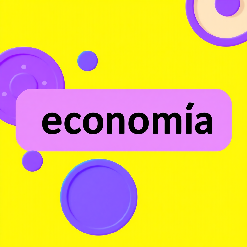 Create an image with black text that is centered and says: "economía". The background of the image is yellow.