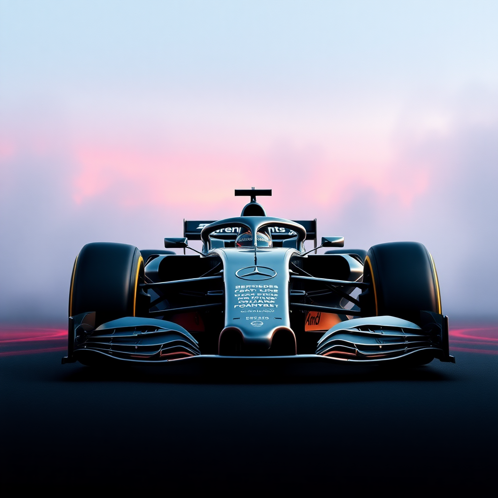 f1 car mercedes with a aesthetic background