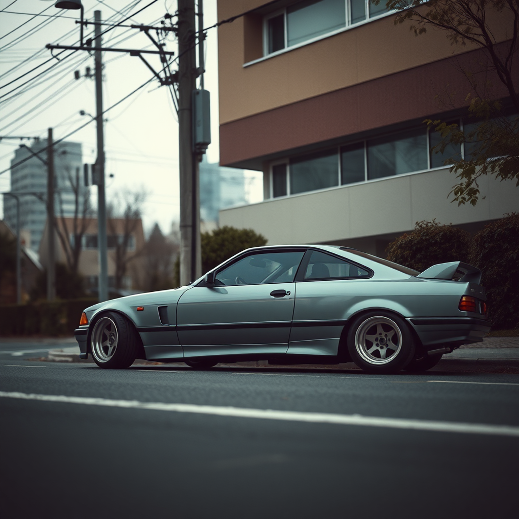 the car is parked on the side of the road, inspired by Taiyō Matsumoto, tumblr, restomod, nd4, c4