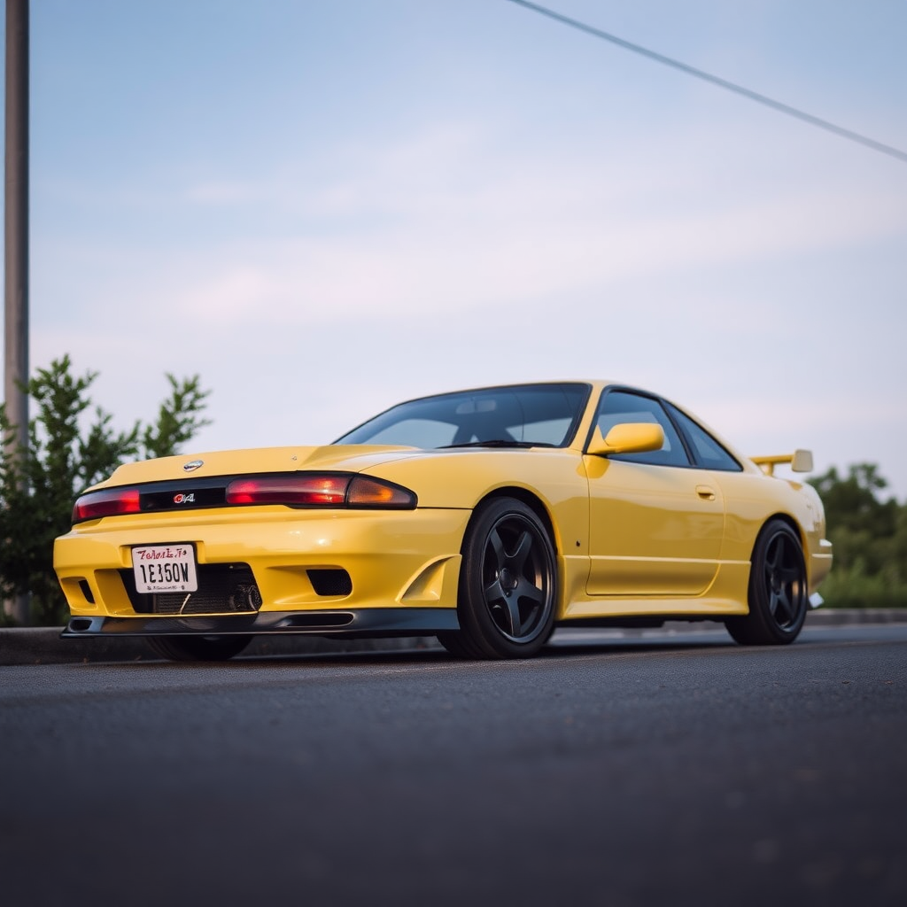 Nissan Silvia S14 the car is parked on the side of the road, inspired by Taiyō Matsumoto, Tumblr, restomod, ND4, C4