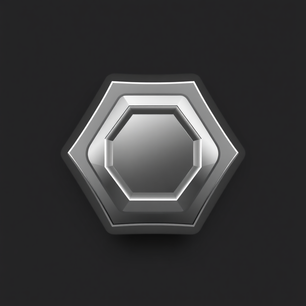 Design a hexagonal button in chrome.