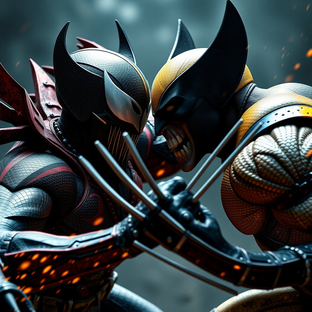 Spawn vs Wolverine in Cinematic Real3D photo-realistic quality.