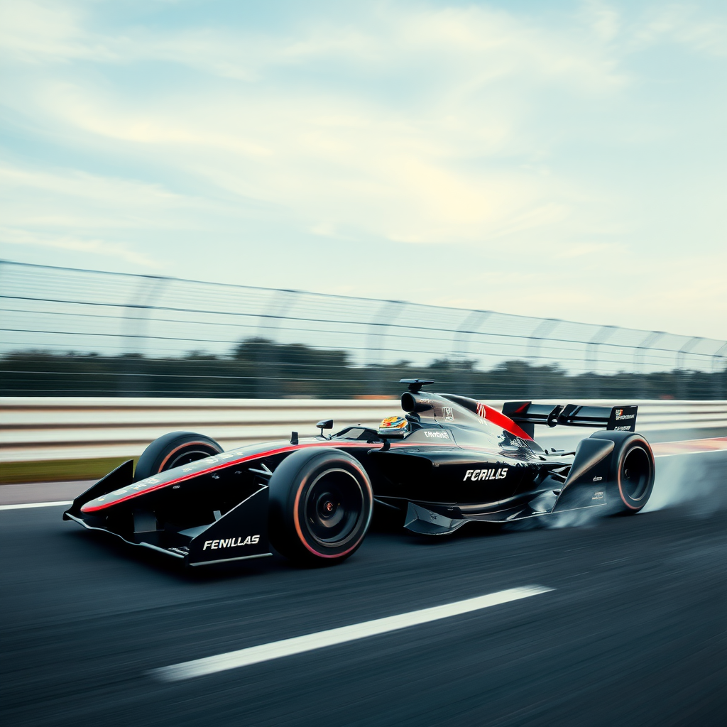 a formula e car whizzing along at high speed