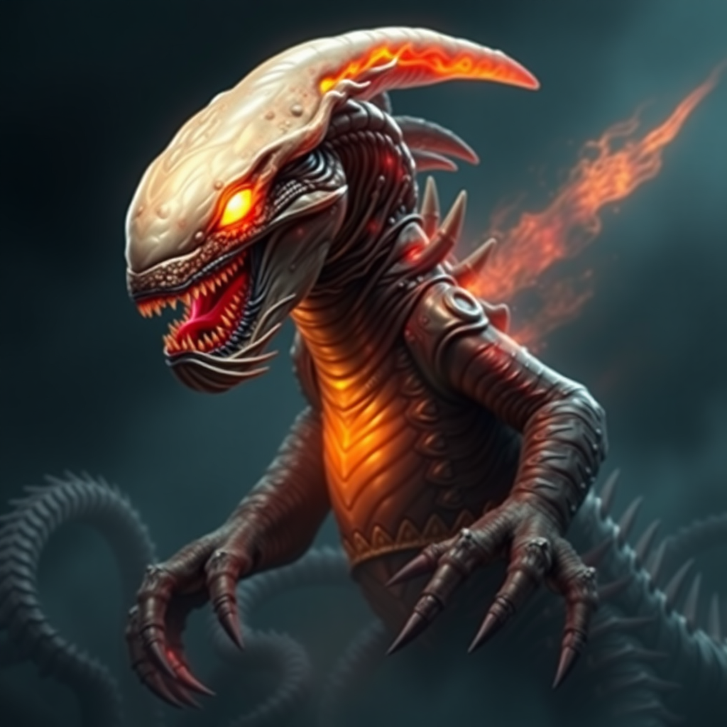 realistic detailed fusion of a leviathan and a xenomorph