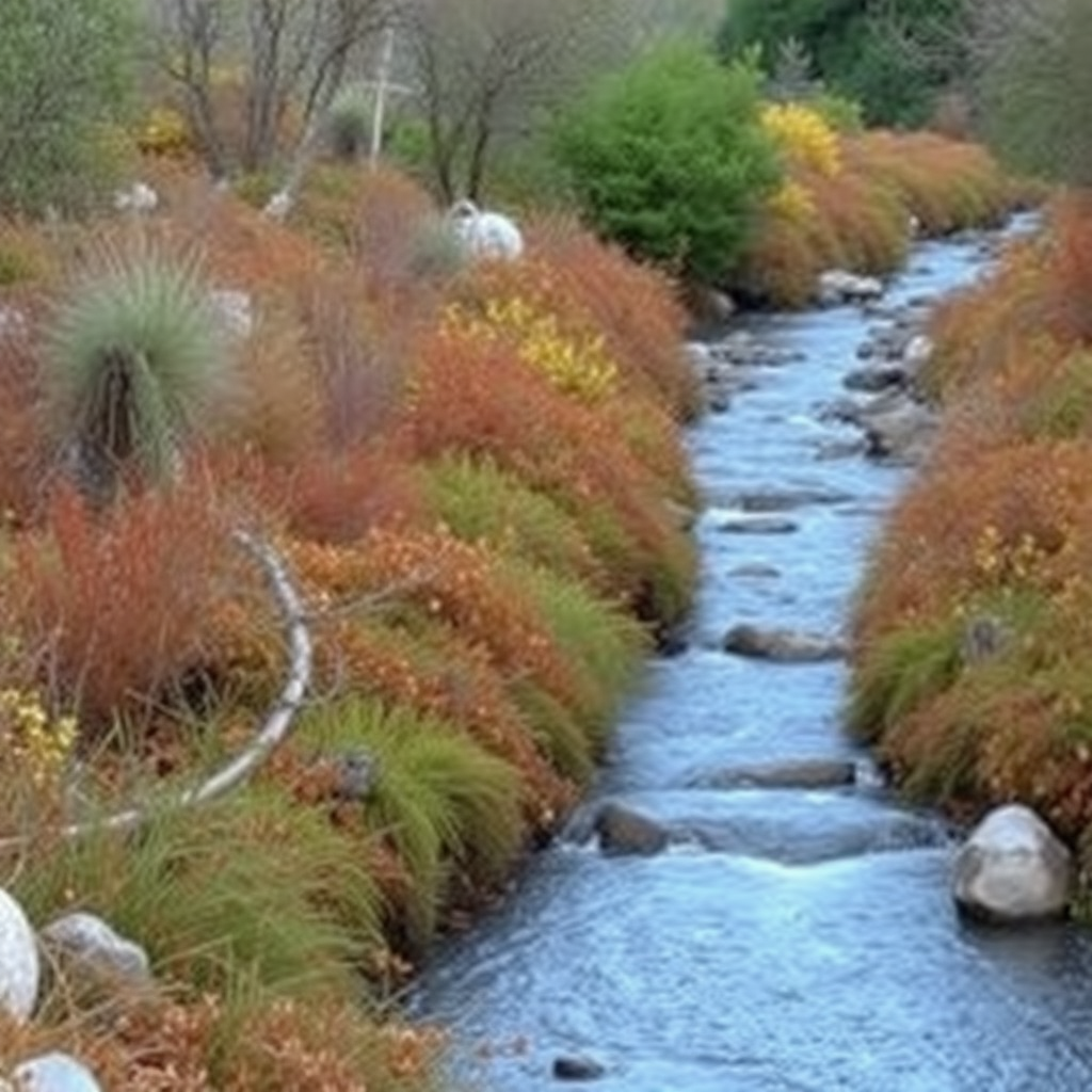 Autumn in the Mediterranean vegetation with a long stream.