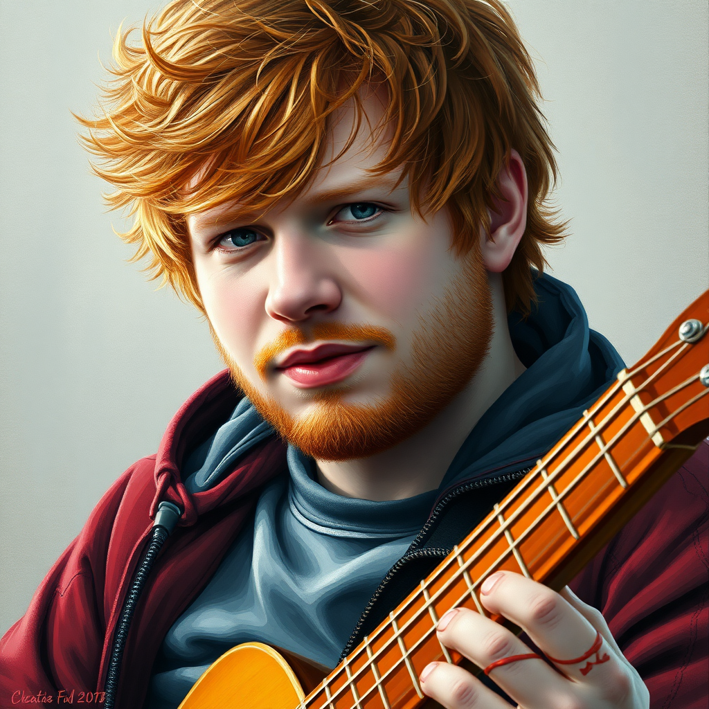 highly detailed digital painting of Ed Sheeran