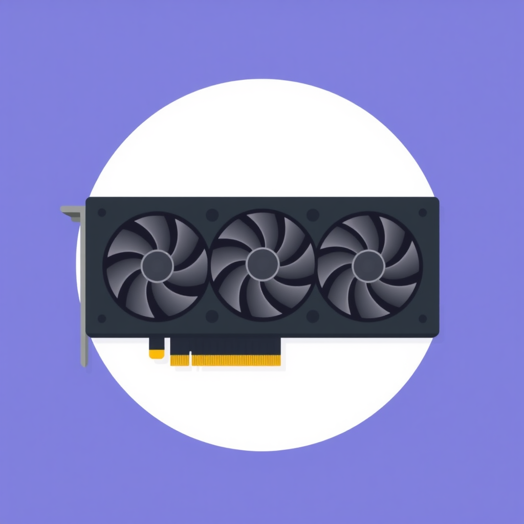 flat icon of gpu with three fans