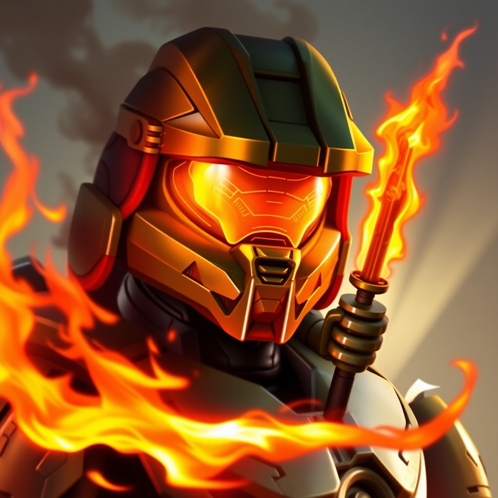 master chief from halo bending fire