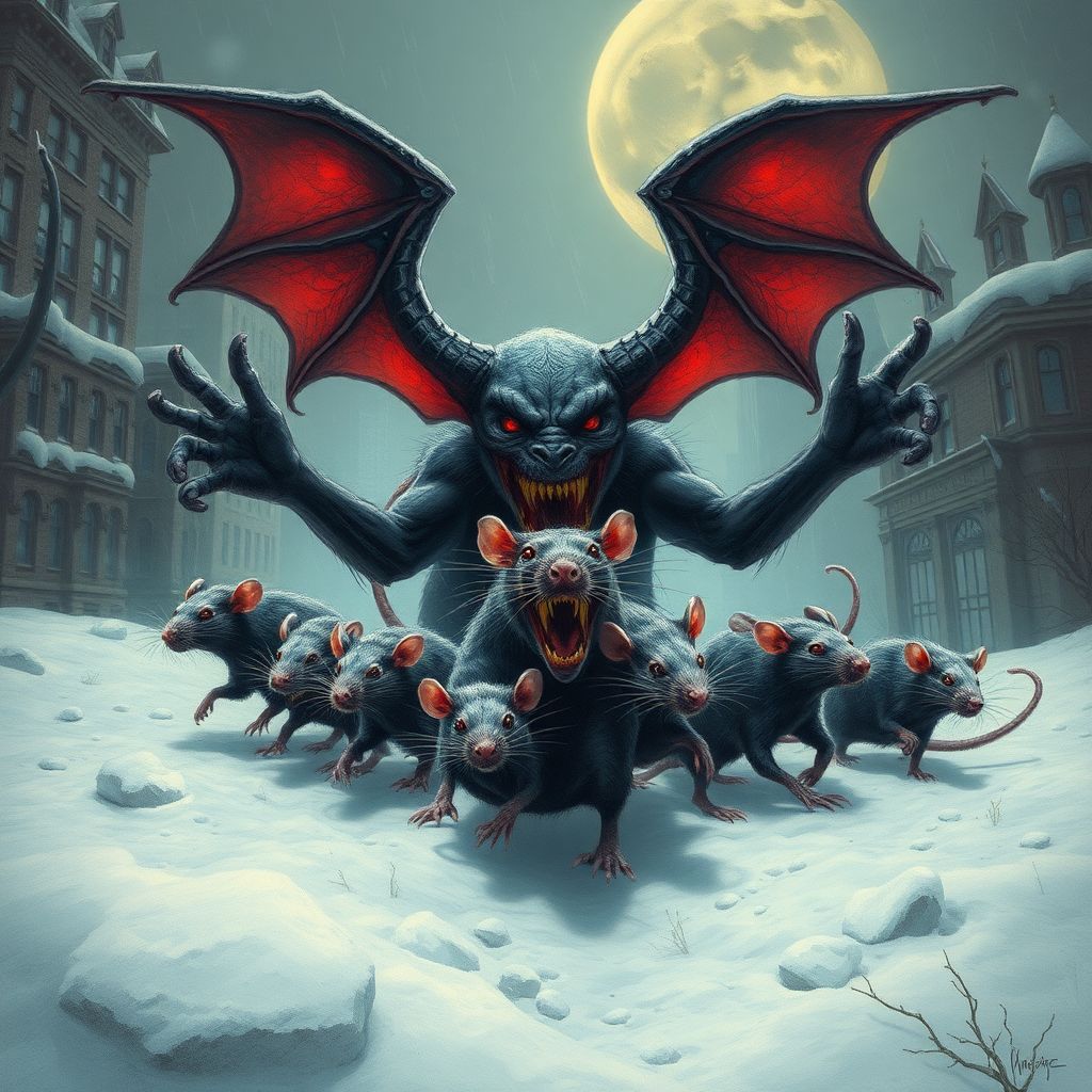 Demon rats invading Boston, Satan, blizzard, ancient aliens, conspiracy theories, cryptid, sinister, occult