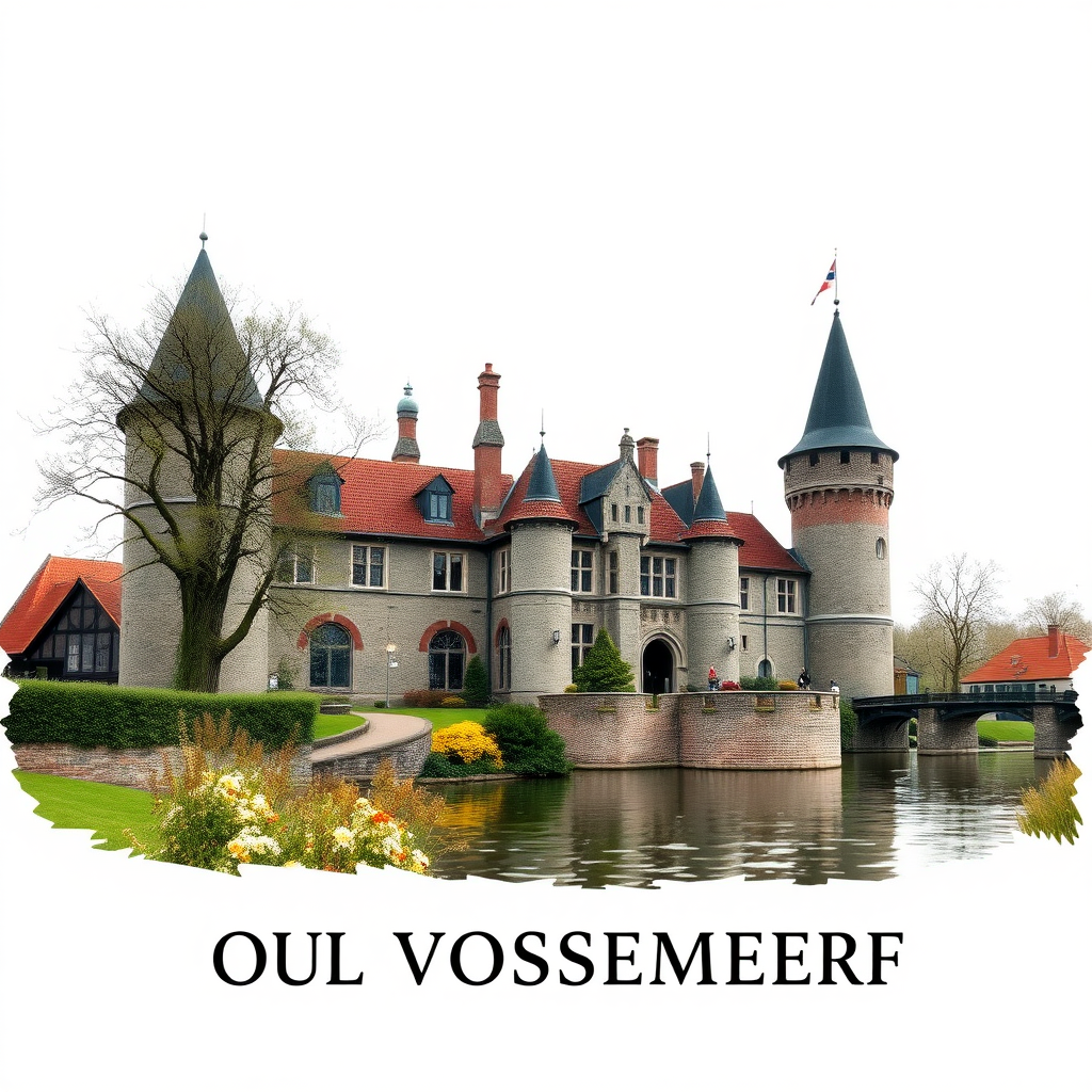 Create a poster from a castle in the middle of the Dutch village "OUD VOSSEMEER"