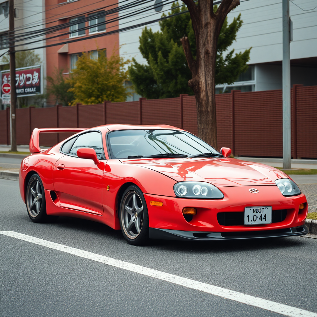 toyota supra the car is parked on the side of the road, inspired by Taiyō Matsumoto, tumblr, restomod, nd4, c4