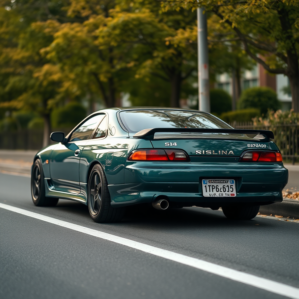 Nissan Silvia S14 the car is parked on the side of the road, inspired by Taiyō Matsumoto, tumblr, restomod, nd4, c4