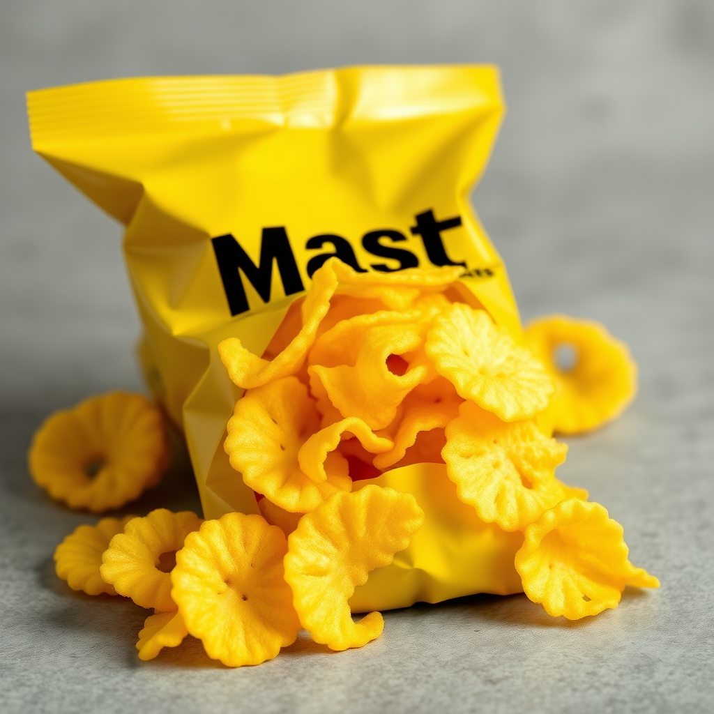 A solid masti lays packet with yellow color makes the chips and enhances the curly chips.