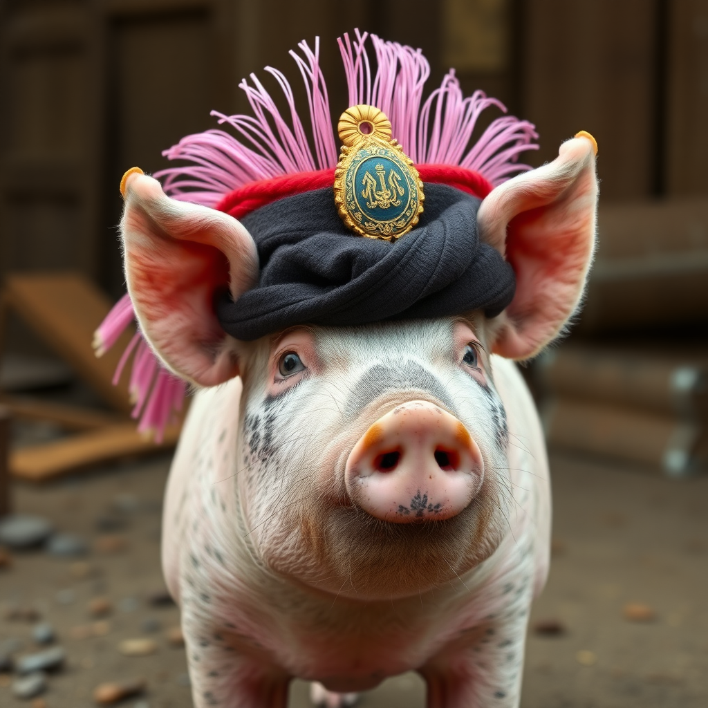 pig with ayatollah khomenei's headdress